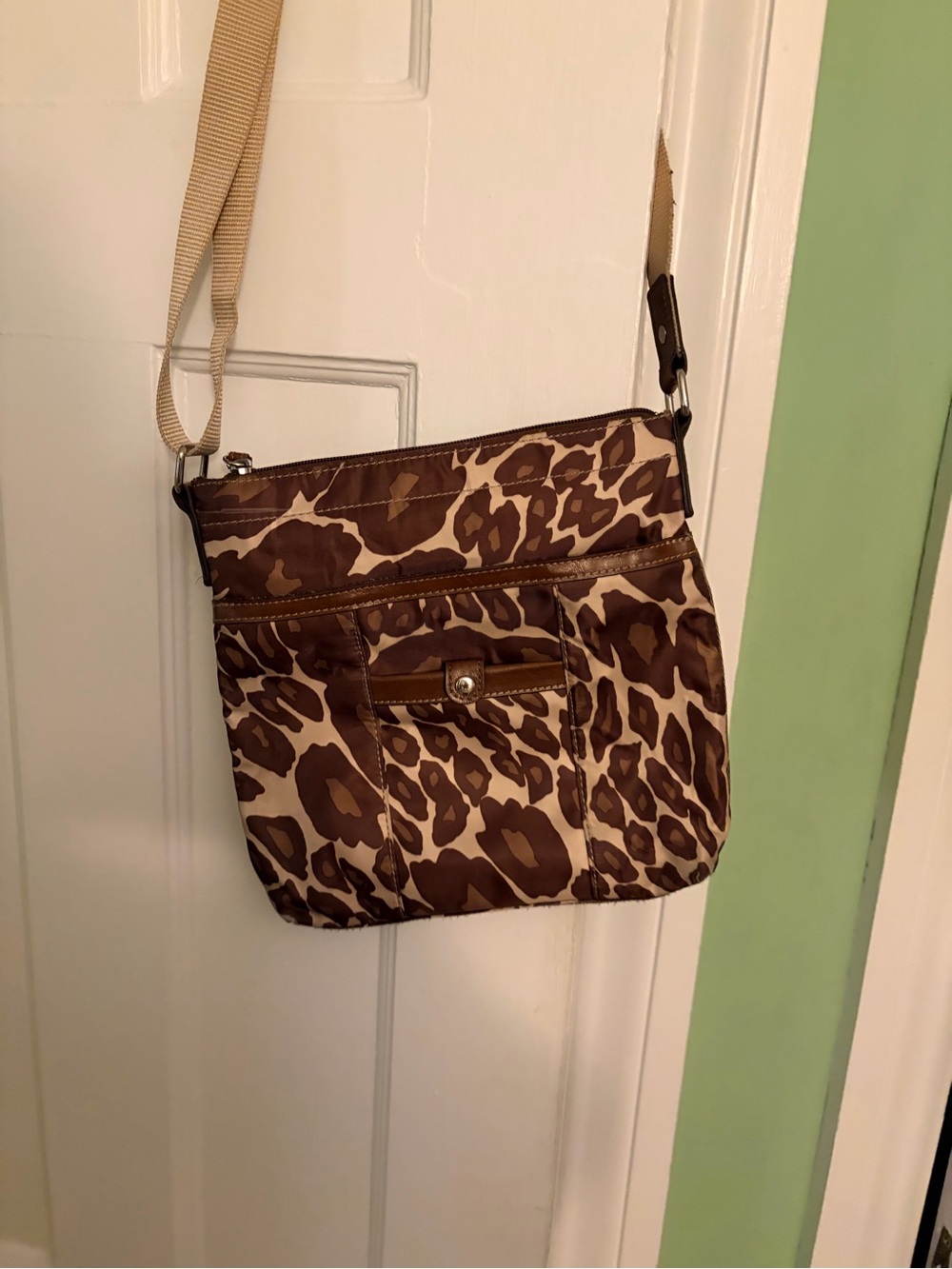 Nine West Leopard-Print Crossbody Bag in Brown and Cream